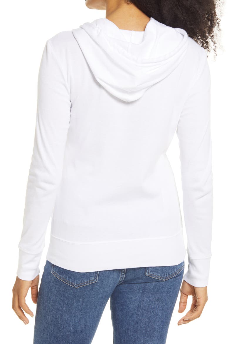 Drawstring Cotton Modal Hoodie, Alternate, color, WHITE