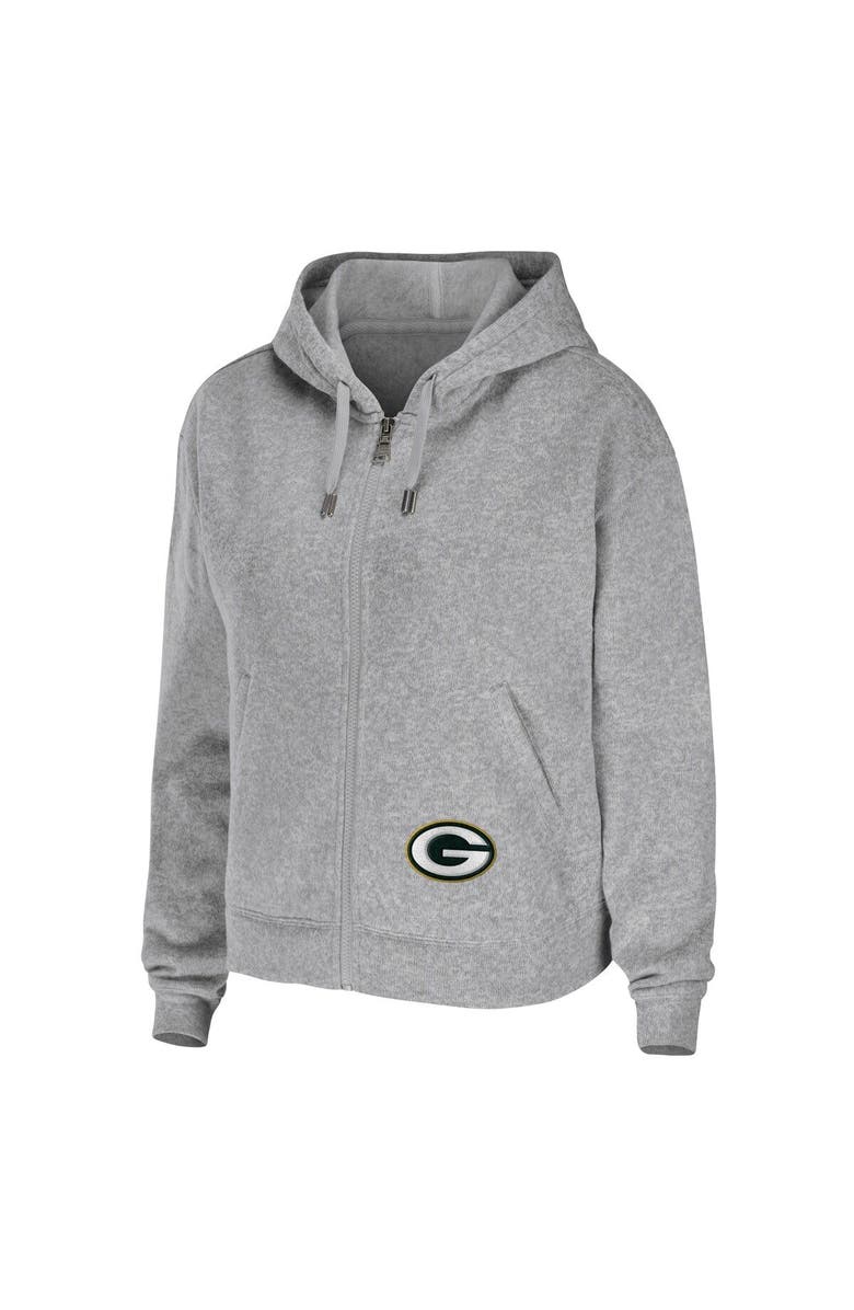 WEAR by Erin Andrews Women's WEAR by Erin Andrews Heathered Gray Green Bay Packers Team Full-Zip Hoodie, Alternate, color, 