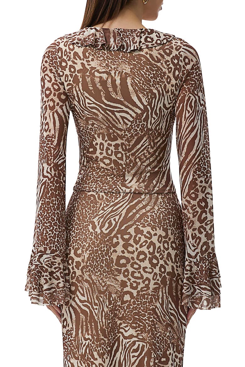 Cadence Lace-Up Long Sleeve Top, Alternate, color, TAUPE ANIMAL