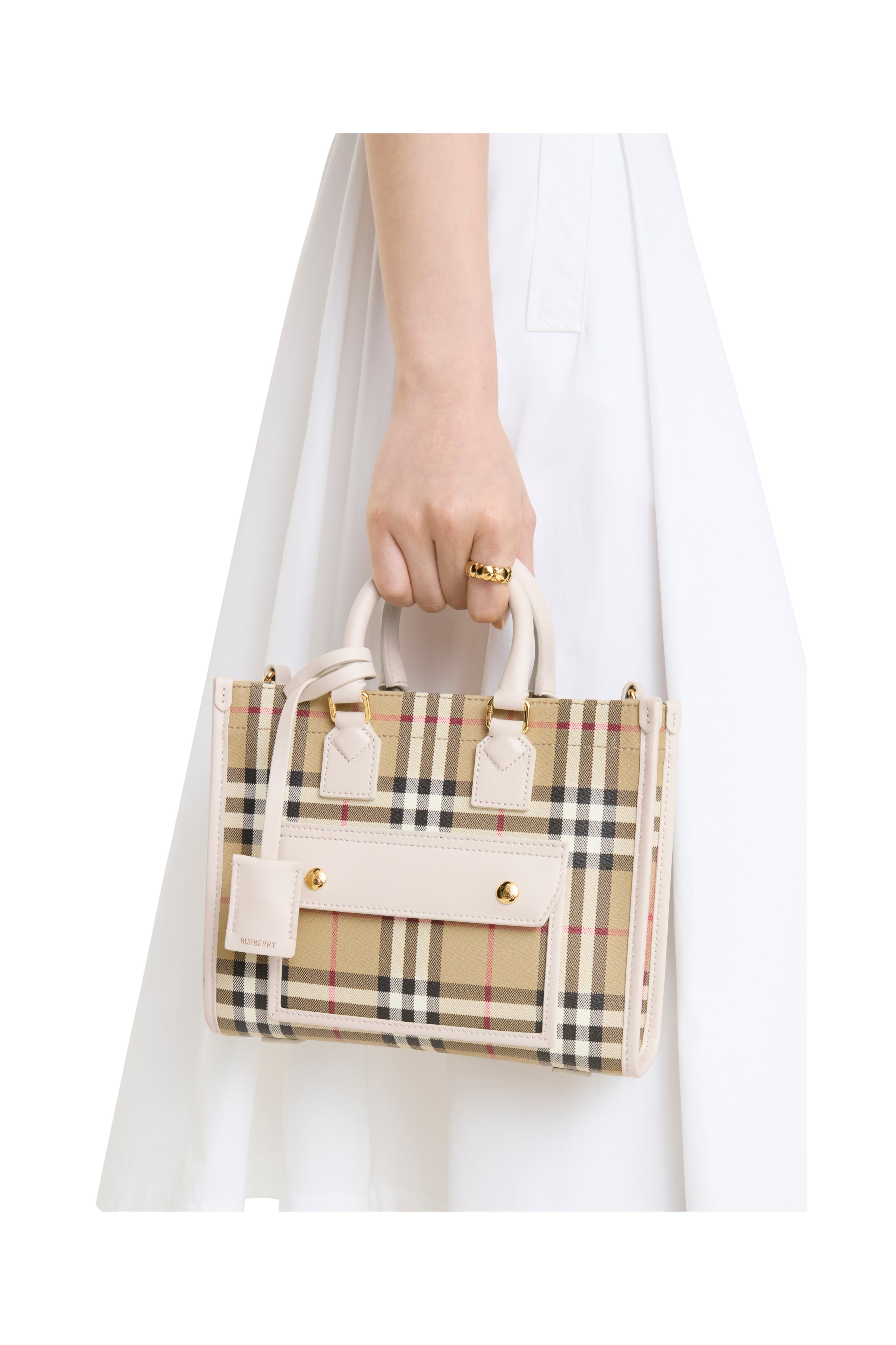 Mini Freya Tote, Alternate, color, Vintage check/soap beige