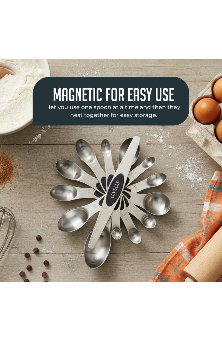 Luminuxe Magnetic Measuring Spoons Dual Sided Stainless Steel Set, Alternate, color, 
