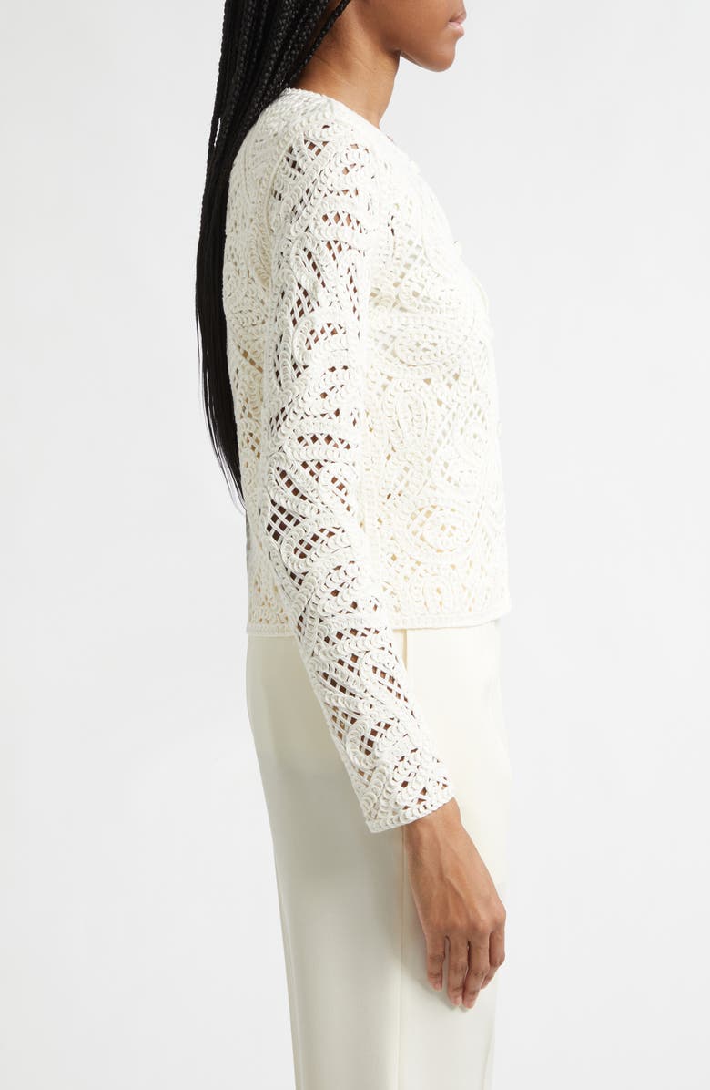 Emporio Armani Open Stitch Cotton Blend Cardigan, Alternate, color, Solid White