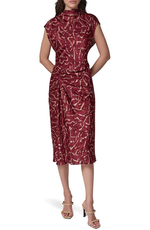 Cinched Waist Burnout Midi Dress