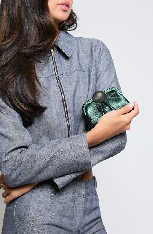 Aimee Mini Full Circle Leather Frame Crossbody Clutch In Black