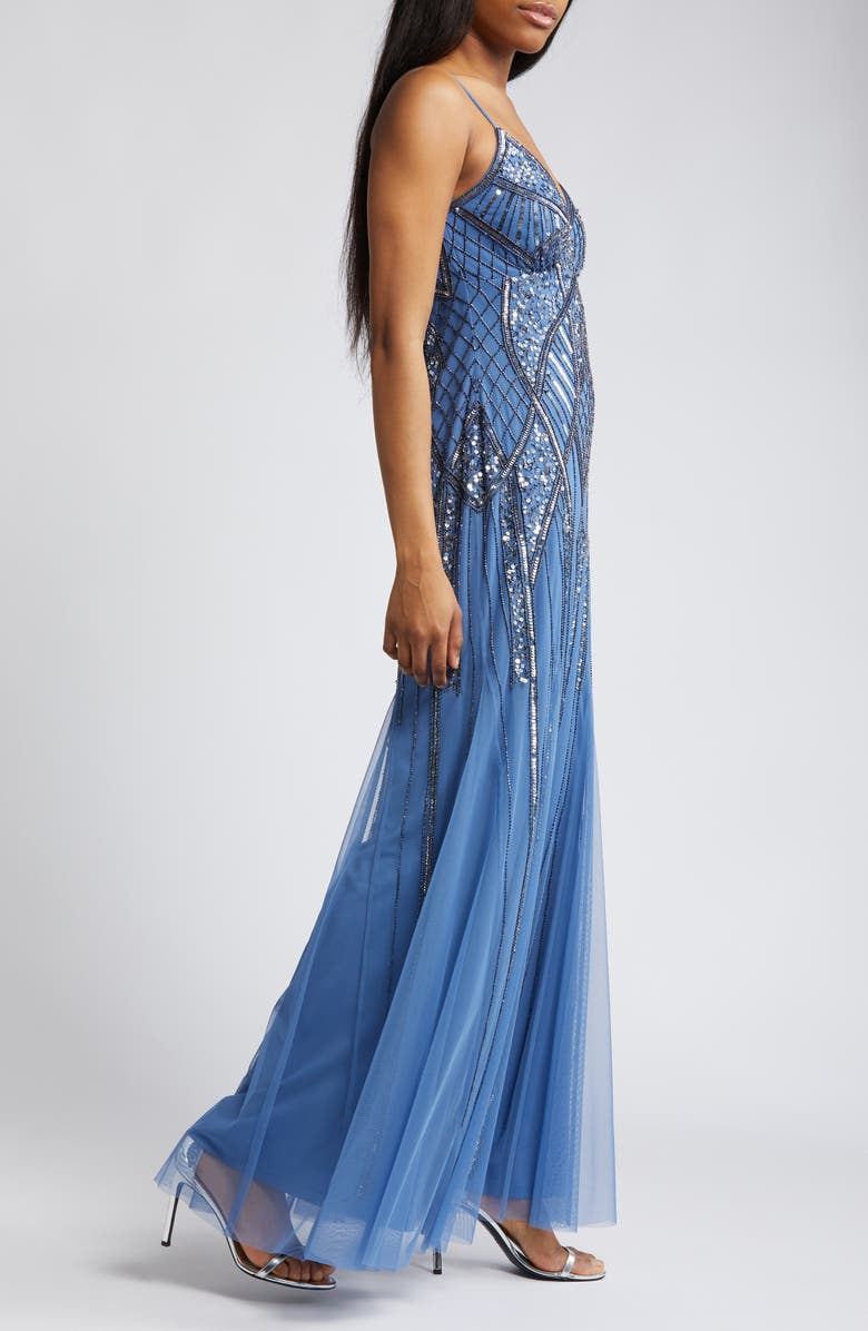Jump Apparel Beaded A-Line Gown, Alternate, color, 