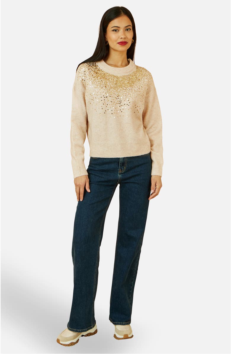 Yumi Relaxed Knitted Sequin Sweater, Alternate, color, Oatmeal