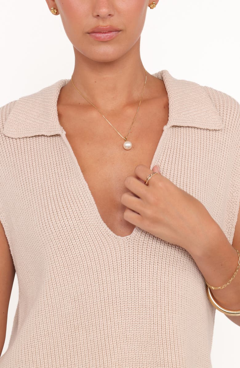 Petal & Pup Asha Deep V-Neck Sweater, Alternate, color, Beige