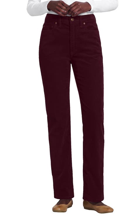 Fine Wale Embroidery Corduroy High Rise Straight Leg Pants