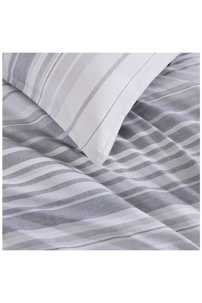 Bold Stripe Texture Cotton Percale Duvet Cover & Shams Set, Alternate, color, LIGHT / MEDIUM GREY
