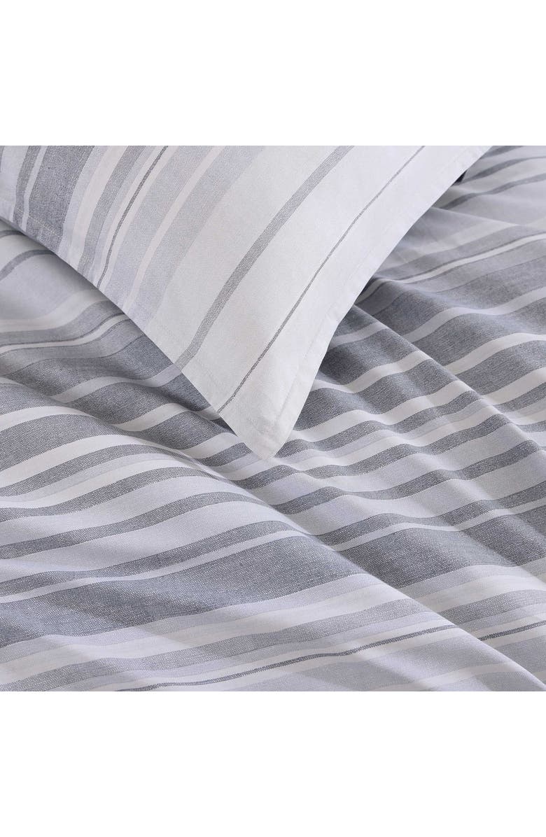 Tommy Hilfiger Bold Stripe Texture Cotton Percale Duvet Cover & Shams Set, Alternate, color, Light / Medium Grey