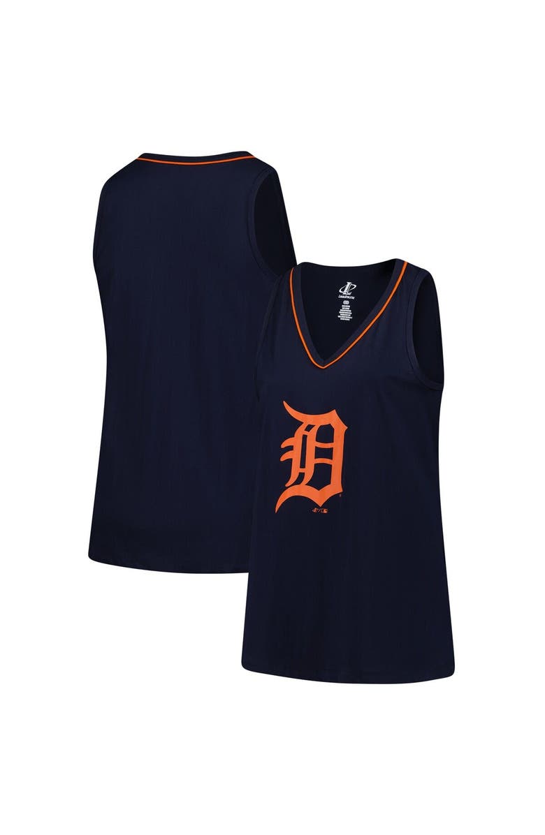 PROFILE Women's Profile  Navy Detroit Tigers Plus Sized Stellar Win V-Neck Tank Top, Alternate, color, 