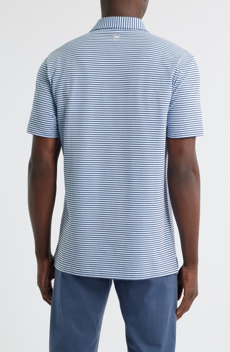 Peter Millar Crown Crafted Albatross Stripe Pima Cotton Blend Polo, Alternate, color, Blue Topaz / Navy