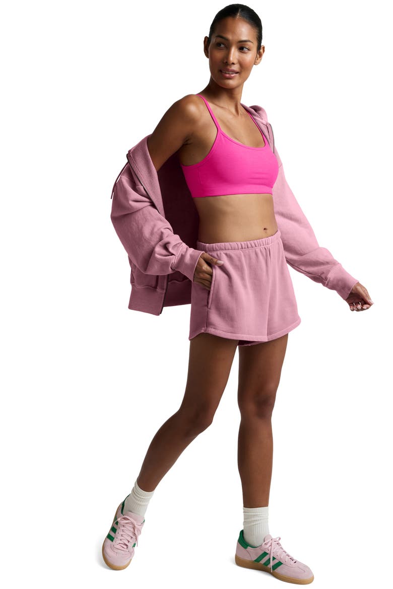 Fade Out Sweat Shorts, Alternate, color, WASHED RICH RASPBERRY