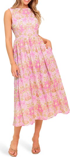 FLYING TOMATO High Neck Fit & Flare Midi Dress | Nordstromrack