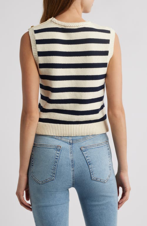 Frame Womens Navy Multi The Harbor Striped Cotton-blend Vest Xs