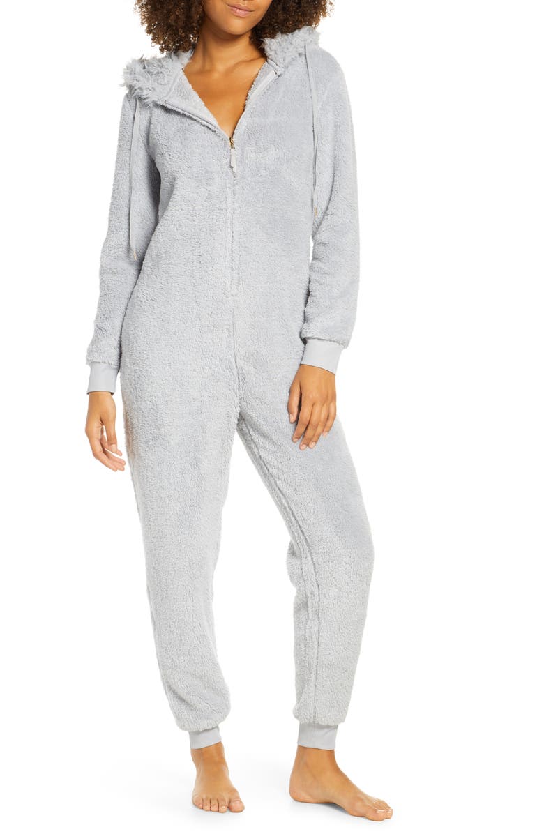 Honeydew Intimates Snowed In Zip Hooded Jumpsuit, Main, color, 