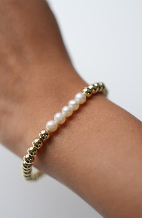 Argento Vivo Sterling Silver Cultured Pearl & Ball Bead Bracelet In Gold