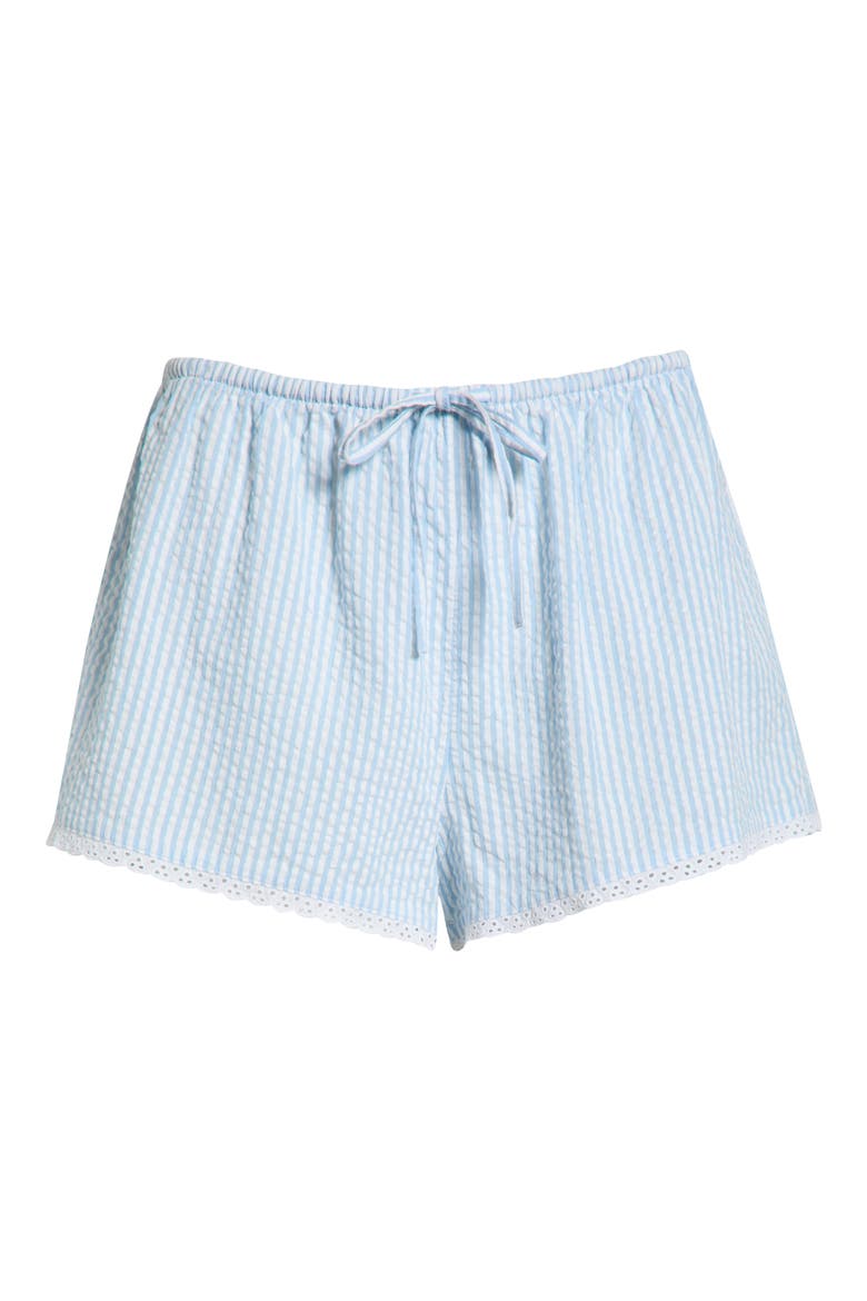 Seersucker Boxer Sleep Shorts, Alternate, color, WHITE- BLUE HICKORY STRIPE