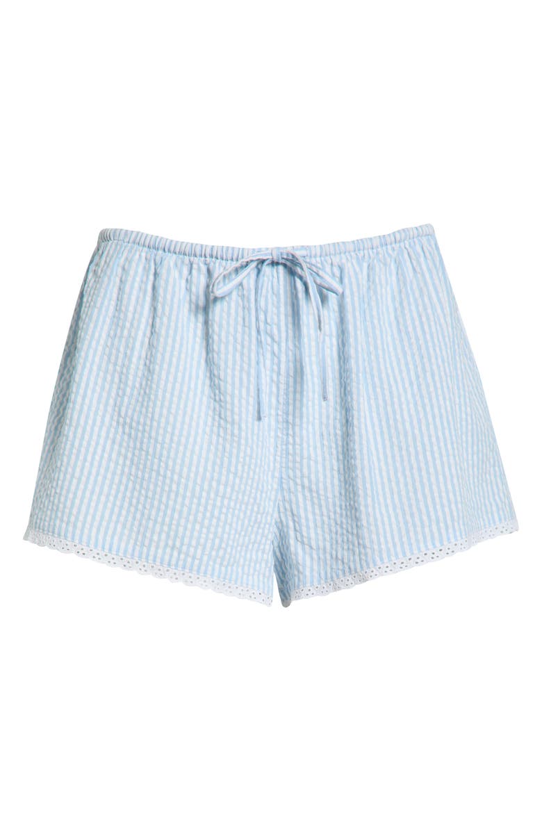 Open Edit Seersucker Boxer Sleep Shorts, Alternate, color, White- Blue Hickory Stripe