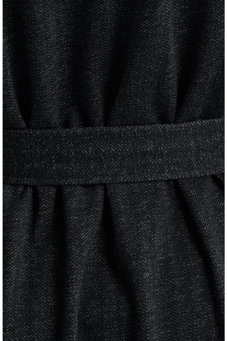 Shawl Collar Cotton Blend Herringbone Robe, Alternate, color, BLACK CHEVRON