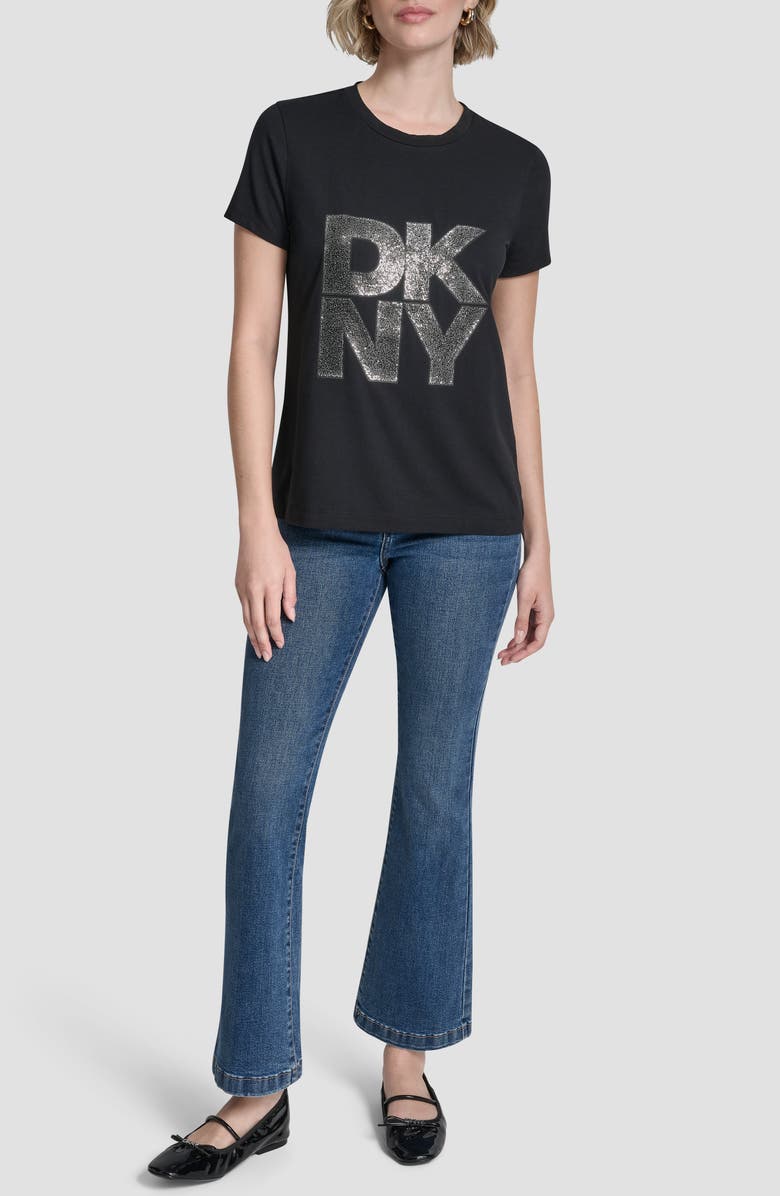 DKNY Pumiced Stack Logo Cotton Blend Graphic T-Shirt, Alternate, color, Black