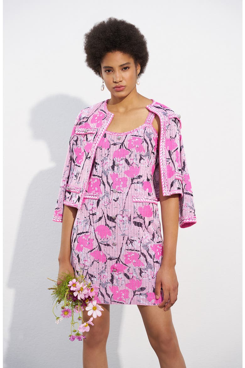 Floral Crop Knit Jacket, Alternate, color, PERFECT PINK MULTI