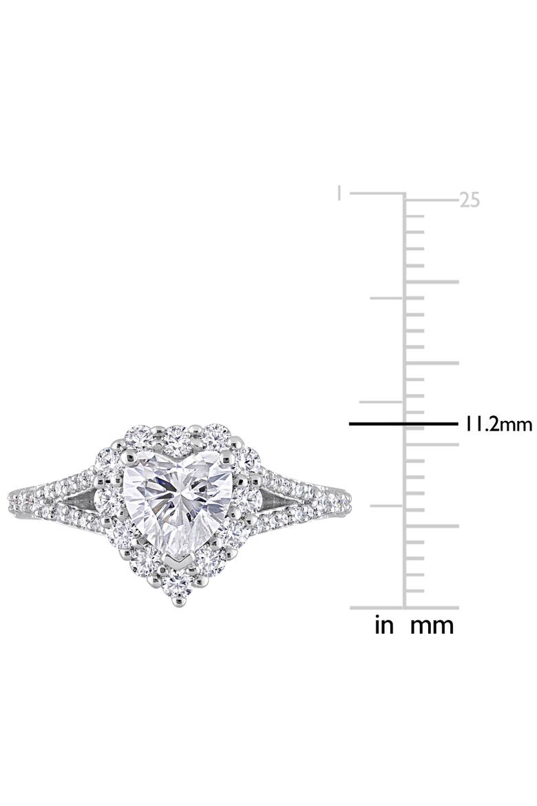 Moissanite Heart Halo Split-Shank Ring, Alternate, color, Sterling Silver