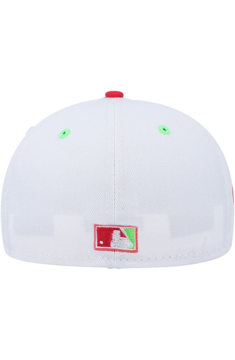 New Era Men's New Era White/Coral Pittsburgh Pirates Three Rivers Stadium 30th Anniversary Strawberry Lolli 59FIFTY Fitted Hat, Alternate, color,
