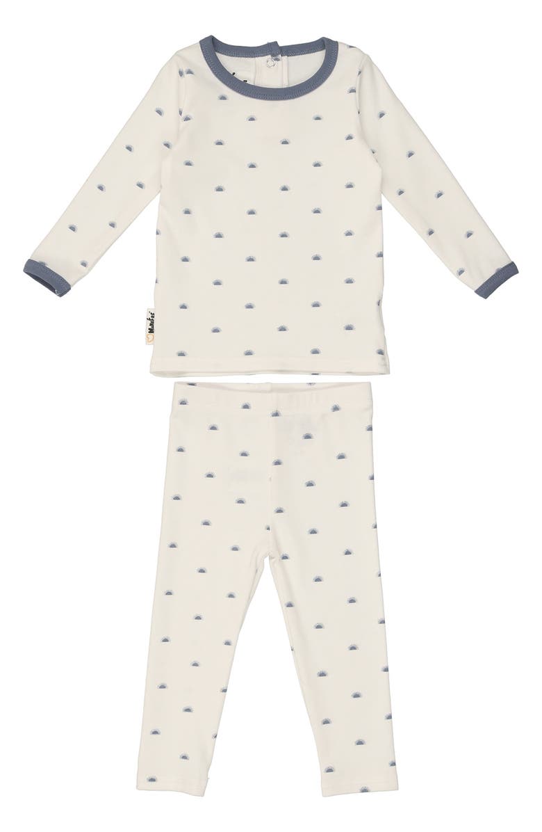 Manière Sun Print Cotton Knit Top & Leggings, Main, color, White/Blue