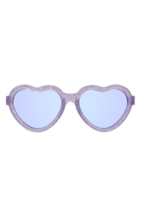 Kids' Small 46mm Mirrored Shimmer Heart Sunglasses