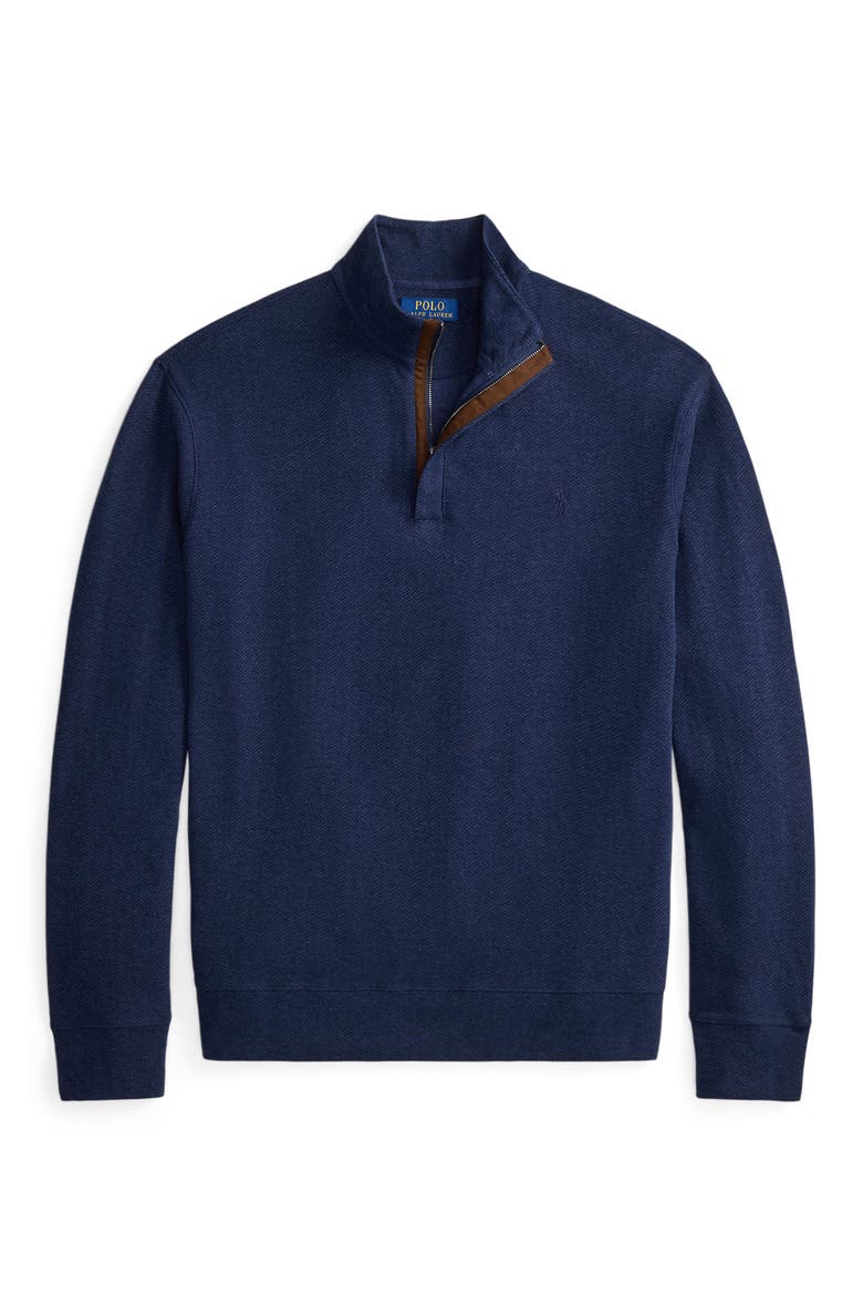 Herringbone Double Knit Quarter Zip Pullover, Alternate, color, NAVY MULTI