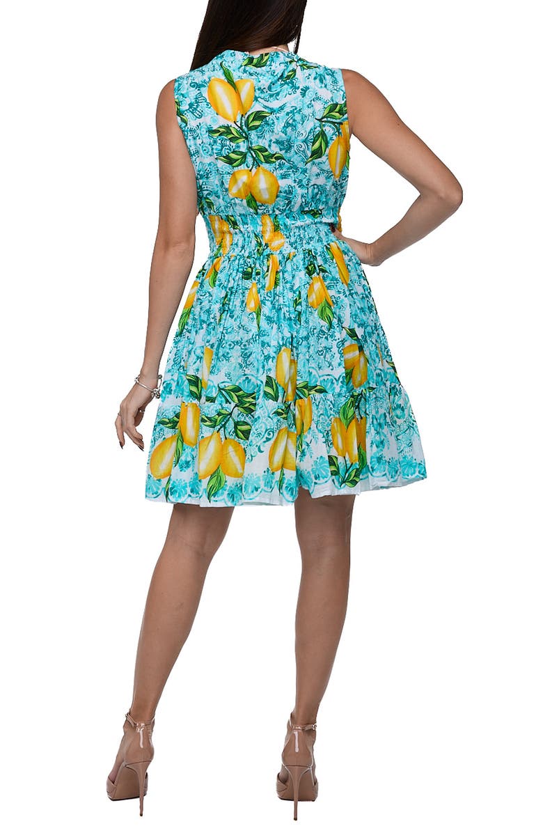 RANEES Positano Sleeveless Lemon Minidress, Alternate, color, Blue/ Green