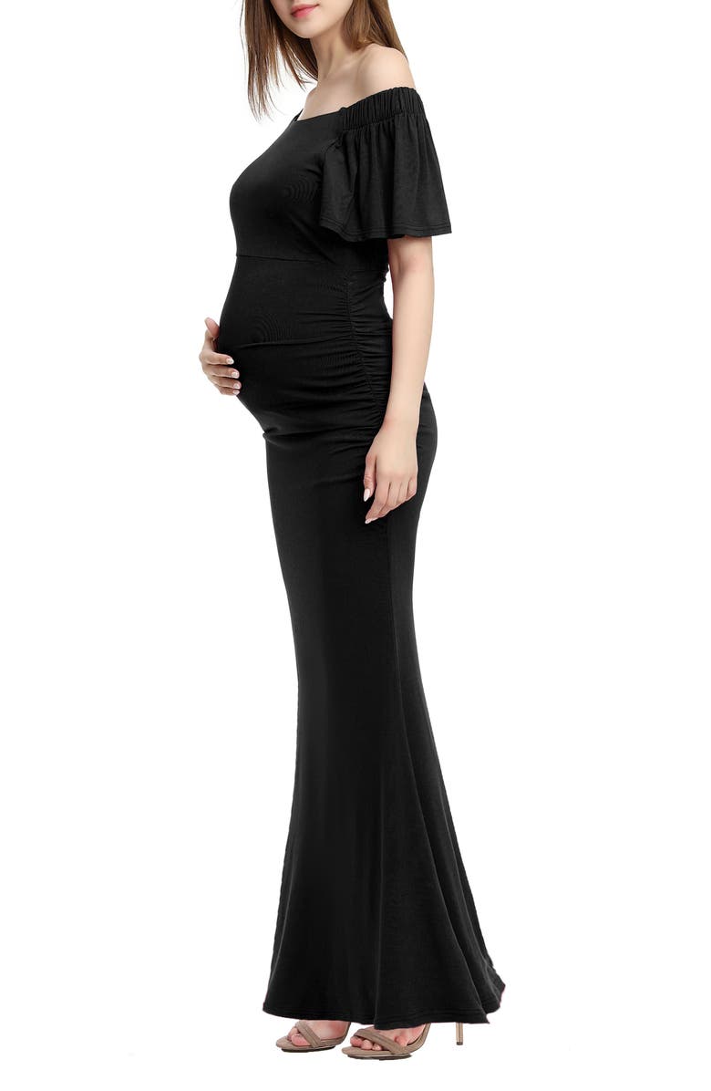 Kimi and Kai Abigail Off the Shoulder Maternity Trumpet Gown, Alternate, color,