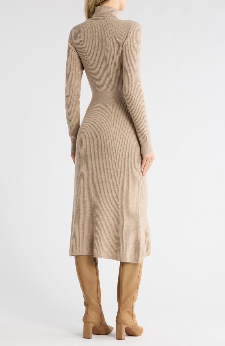 Derek Lam 10 Crosby Diana Long Sleeve Wool Turtleneck Sweater Dress, Alternate, color, Light Taupe Melange