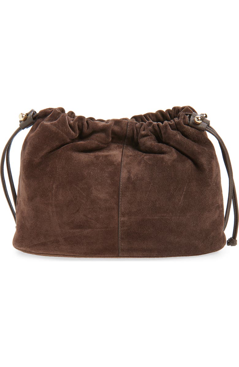 Strathberry Midi Suede Drawstring Handbag, Alternate, color, Chocolate