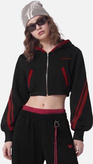 AELFRIC EDEN Cropped Contrast Zip Up Hoodie