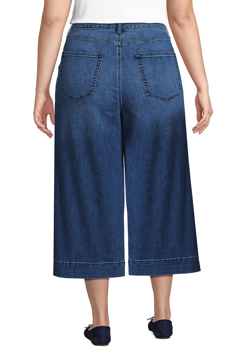 Denim Mid Rise Wide Leg Culotte Jeans, Alternate, color, Indigo Tide Blue