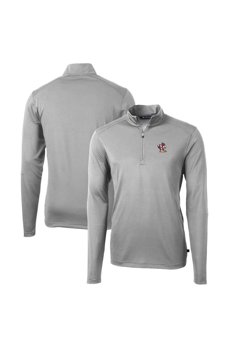Cutter & Buck Men's Cutter & Buck Gray Louisville Cardinals Team Big & Tall Virtue Eco Pique Recycled Quarter-Zip Pullover Top, Main, color, 