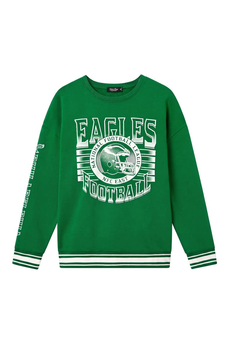 Philadelphia Eagles Oversize Striped Rib Fleece Crewneck Sweatshirt, Main, color, KELLY