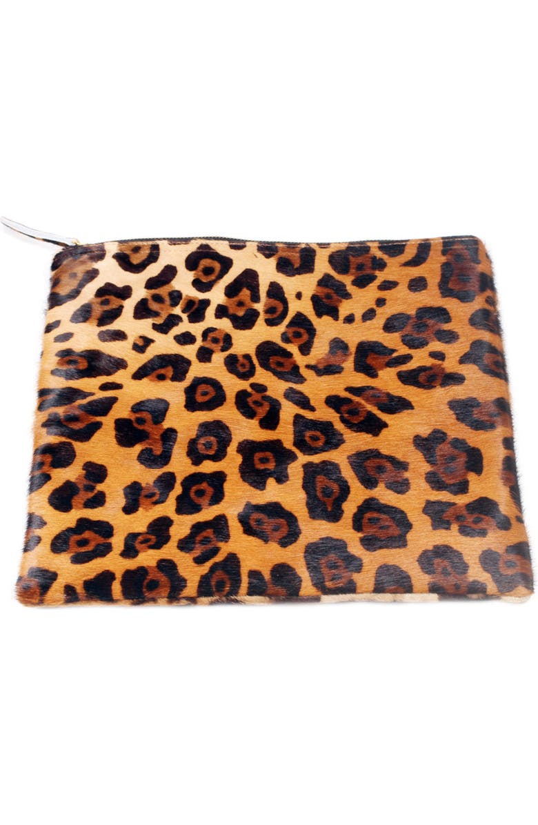 The Artisan & Company Leopard Leather Clutch, Alternate, color, Brown