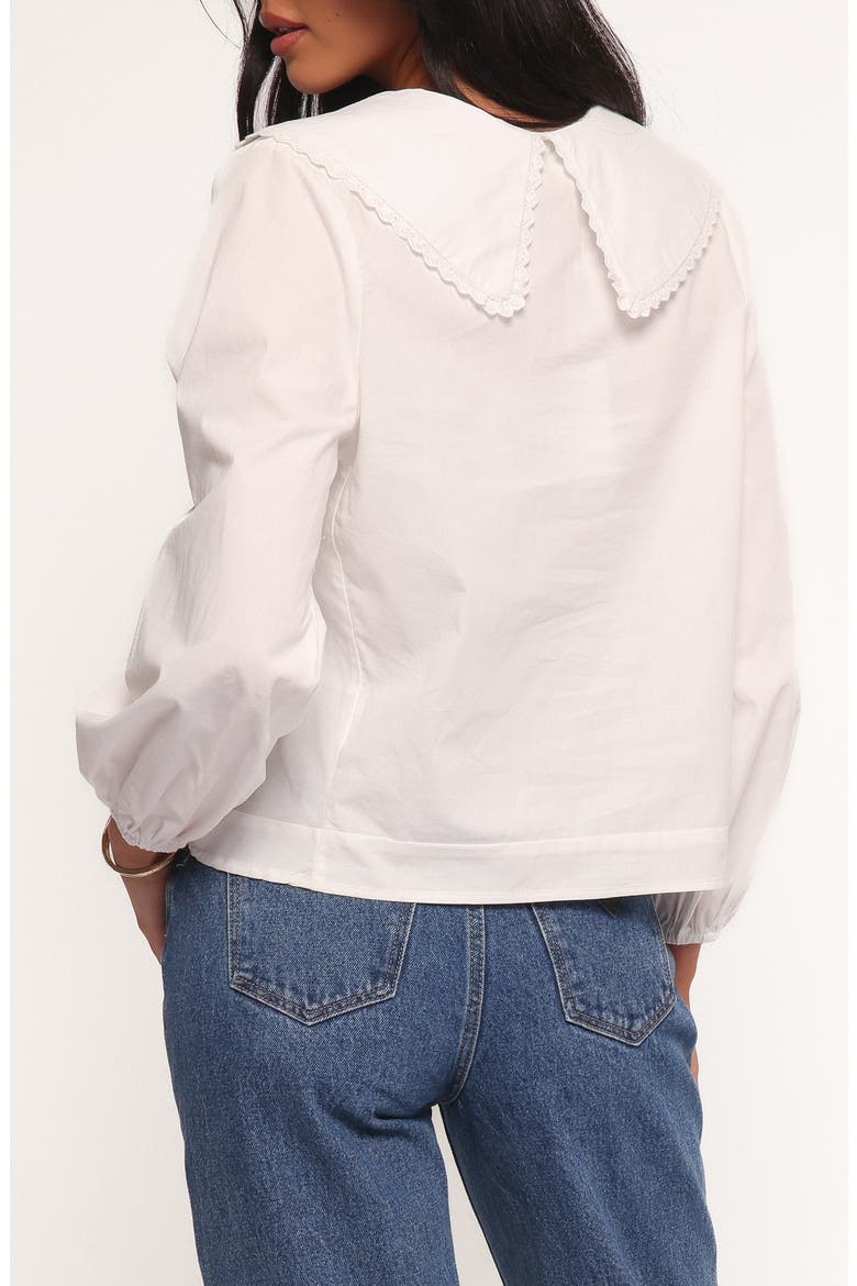 Kenna Collared Cotton Poplin Top, Alternate, color, WHITE
