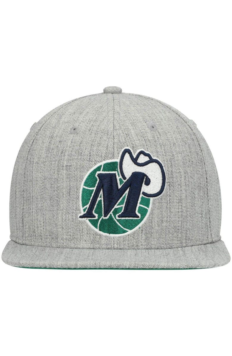 Mitchell & Ness Men's Mitchell & Ness Heathered Gray Dallas Mavericks Hardwood Classics Team 2.0 Snapback Hat, Alternate, color, Heather Gray