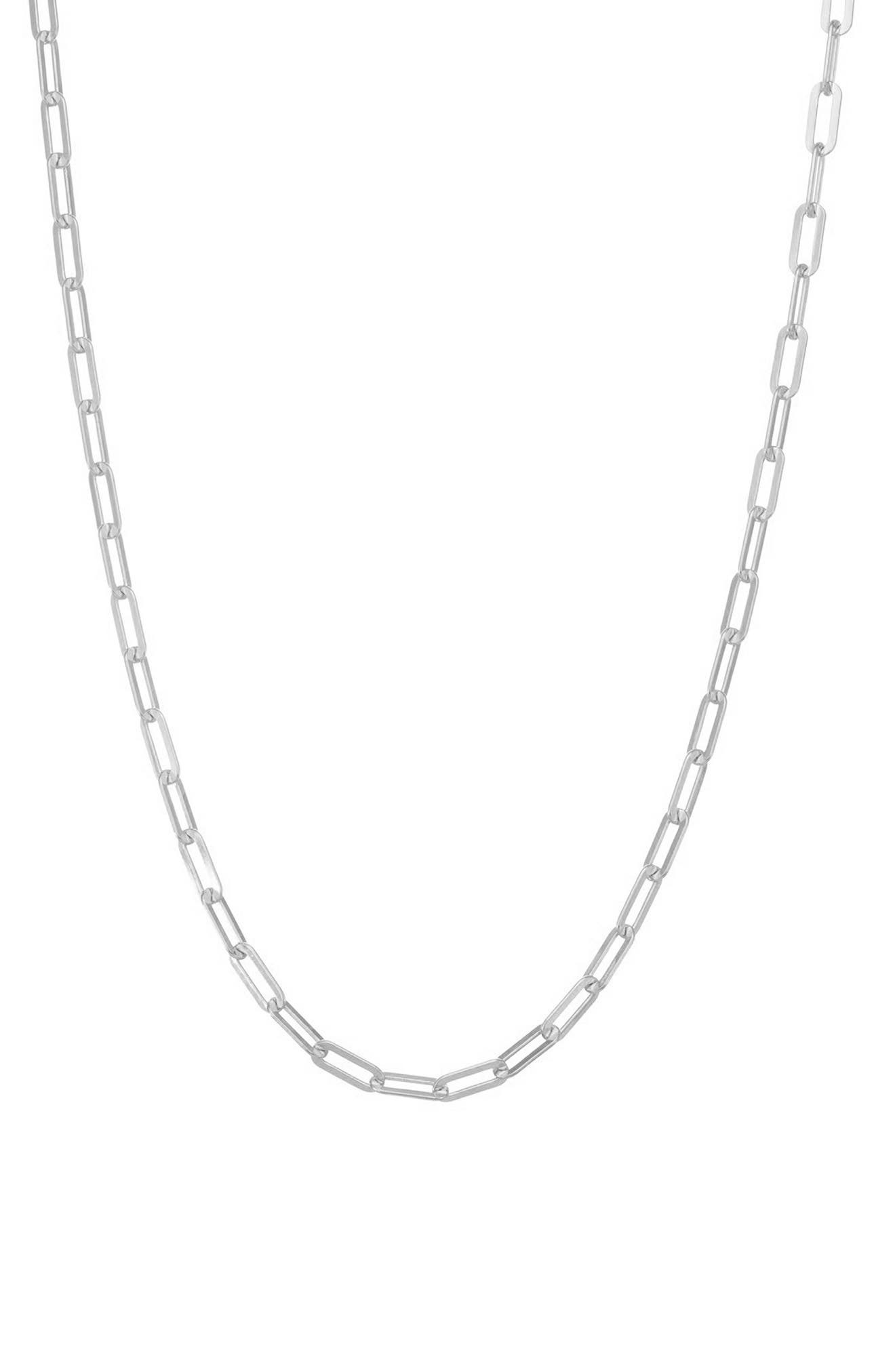 FZN Sterling Silver Paperclip Chain Necklace
