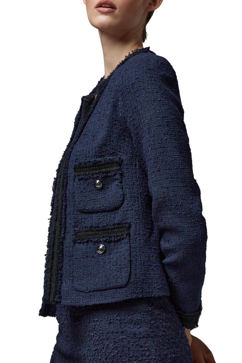 Charlee Tweed Jacket, Alternate, color, NAVY