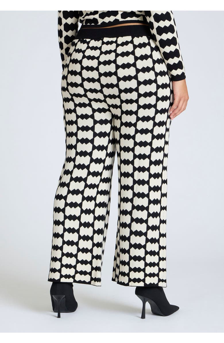 ELOQUII Intarsia Sweater Pant, Alternate, color, Black Geo Crunch