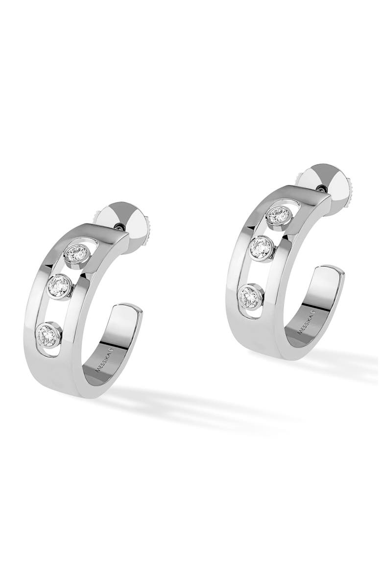 Move Diamond Hoop Earrings, Main, color, WHITE GOLD