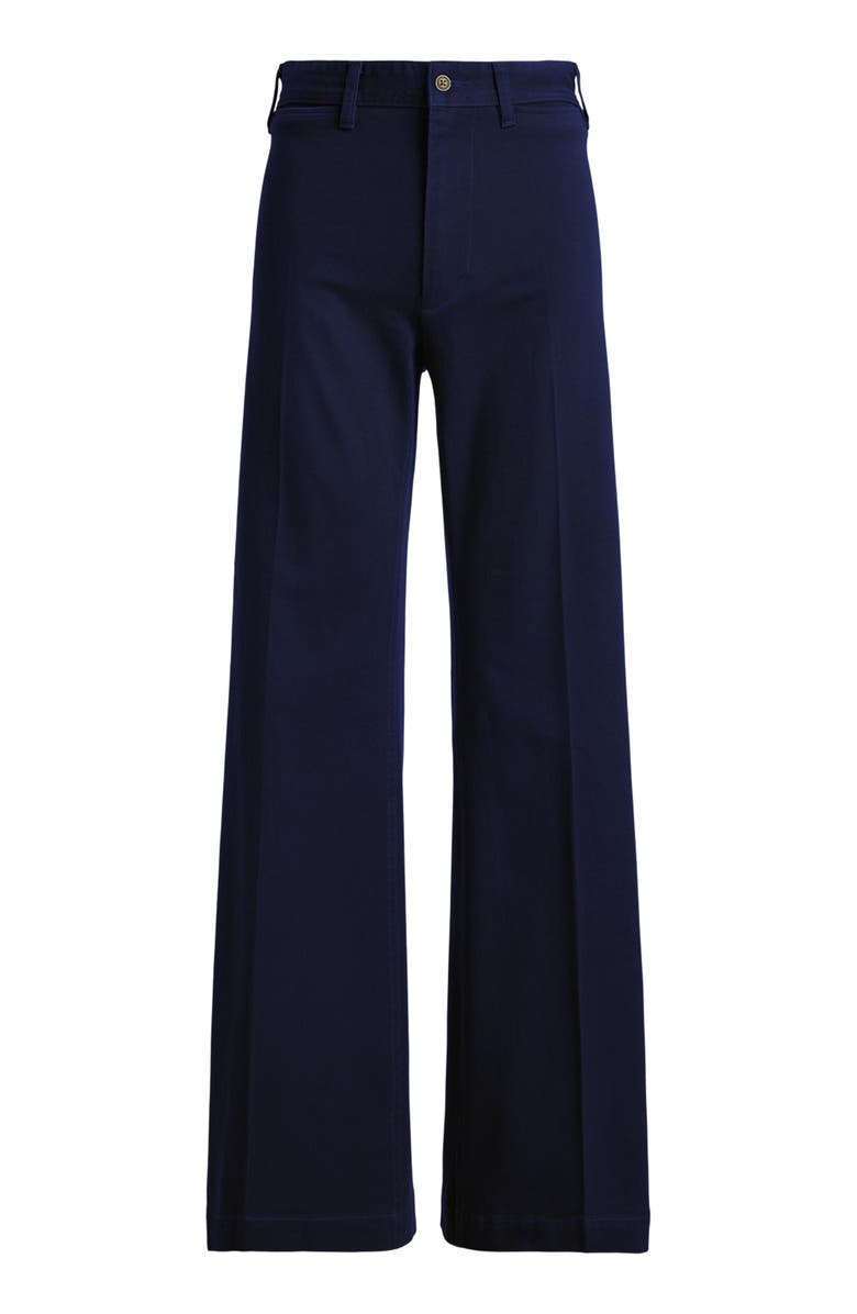 Polo Ralph Lauren High Waist Wide Leg Stretch Cotton Twill Pants, Alternate, color, Navy