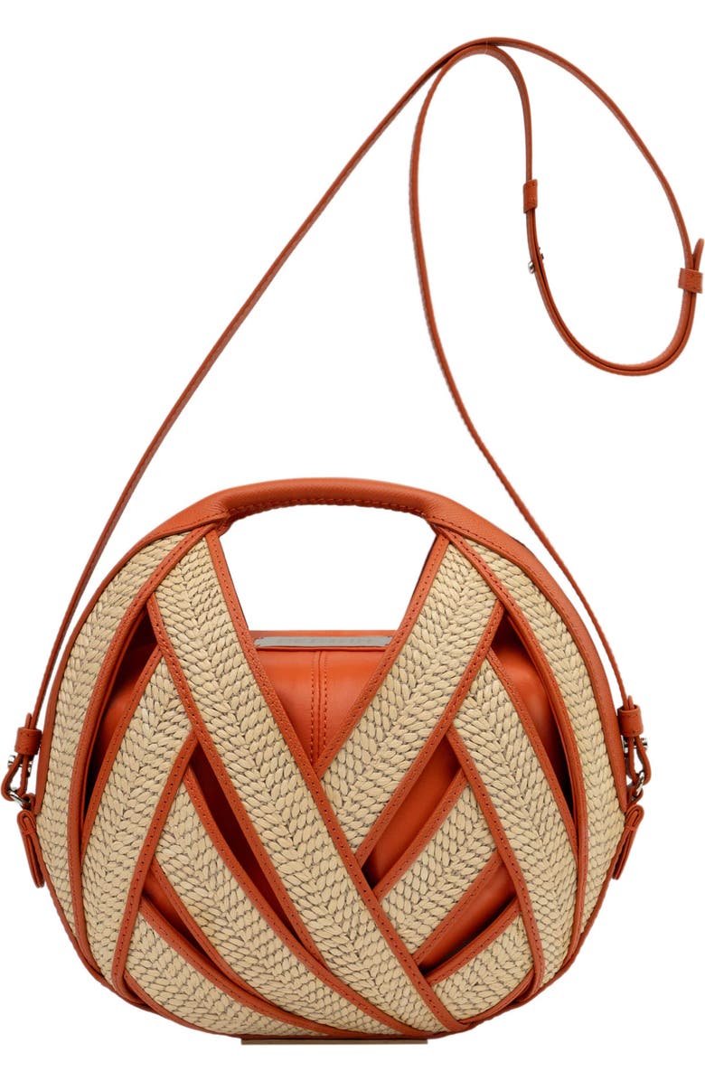 PERRIN PARIS Le Petit Panier Xbody Raphia Flame, Main, color, Raphia Beige / Flamme