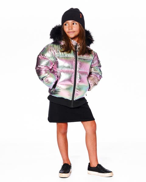 Multicolor Metallic Quilted Bomber-Style Winter Coat (Little Kid & Big Kid)