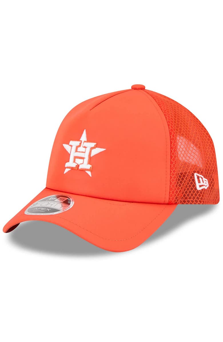 New Era Men's New Era Orange Houston Astros 2026 Batting Practice Apex 9FORTY Adjustable Trucker Hat, Main, color, Orange
